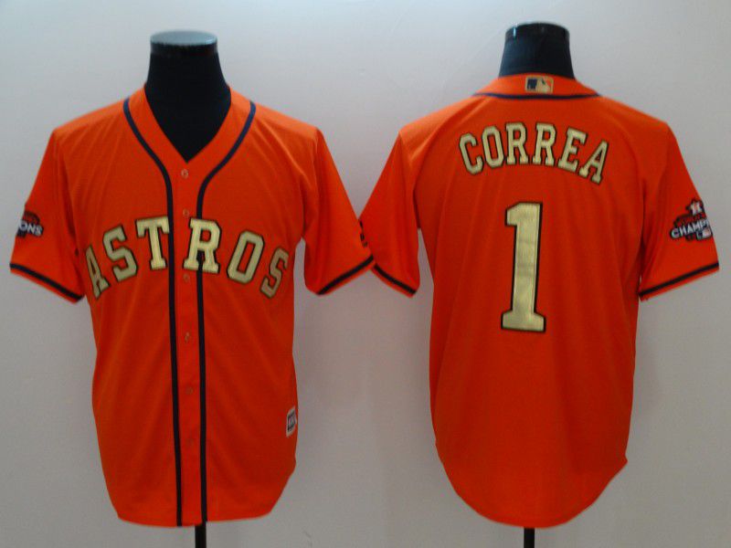 Men Houston Astros #1 Correa Orange Game Champion Edition MLB Jerseys->houston astros->MLB Jersey